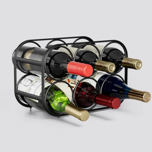 Estante Metálico para Botellas de Vino, Soporte de 3 Niveles, Negro, Forma Hexagonal, Decorativo para Barra o Encimera - Product Image 2