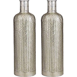 Jarrón de Metal Plateado con Relieve de Flores LINEA, Jarrón Decorativo para Mesa, para Bodas, Fiestas y Decoración del Hogar - Product Image 2