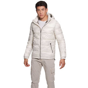 Chaqueta Acolchada Blanca para Hombre con Cuello Alto, Relleno de Poliéster, Cortavientos, Informal, para Invierno, Corte Regular, Cierre de Cremallera - Product Image 6