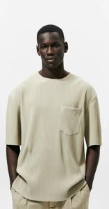 Camiseta de Hombre de Alta Calidad, 100% Algodón, Tejido Jacquard, Color Sólido, Corte Regular, Informal, Manga Corta, Verano, OEM - Product Image 4