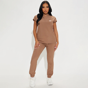 Hot Sale Women's Custom Logo Canvas Short Sleeve Hospital <b>Scrubs</b> Uniform <b>Scrub</b> <b>Sets</b> - Product Image 1