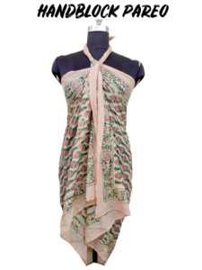 Paréo Sarong 1 pièce 100 % coton tissé pour femme, imprimé floral fait main, cache-maillot de bain, tenue de plage et de vacances, OEM ODM - Product Image 1