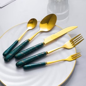 Modern Cutlery <b>Set</b> With <b>Marble</b> Handle Stainless Steel Flatware Spoon Fork Knife <b>Set</b> Stylish Dining Tableware Premium Look - Product Image 2