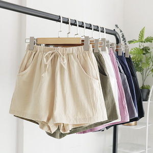 Jupe-short rose pour femme, taille élastique avec cordon de serrage, coupe ample, décontractée, couleur unie, tissu Oxford respirant, taille mi-haute - Product Image 5