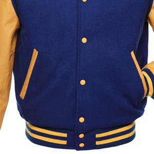 Veste universitaire blanche unie sur mesure avec bandes blanches, veste de baseball pour homme - Product Image 4