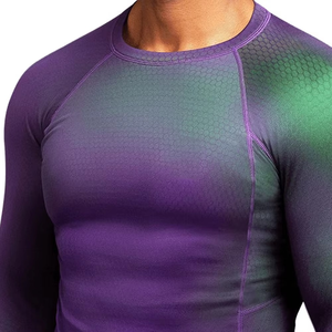Men's Long Sleeve Breathable Eco-Friendly Anti-Bacterial Rash Guard <b>Surf</b> Shirt BJJ Compression Shirt with UPF50+ Quick Dry - Product Image 2