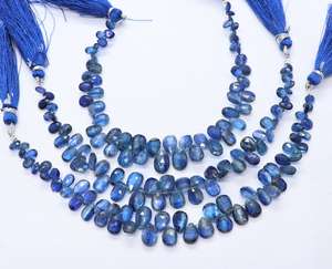 Perles de kyanite bleue naturelle facettées en forme de poire, perles de kyanite bleue en forme de poire, perles de kyanite pour la création de bijoux - Product Image 3