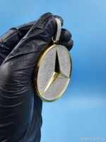 Pendentif Hip Hop Symbole Mercedes en Argent Massif 925, Breloque Étoile Moissanite Sertie, Plaqué Or Jaune, Unisexe, Idéal Soirées, Sans Nickel