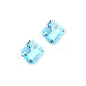 Topaze bleue en quartz, taille octogonale 10x12mm, cabochon de pierre précieuse facettée en forme de briolette pour la fabrication de bijoux en argent, pendentifs et colliers - Product Image 2