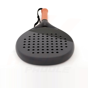 Raquette de padel Hydra Paddle noire en forme de larme avec motif à pois et grip blanc - Product Image 6