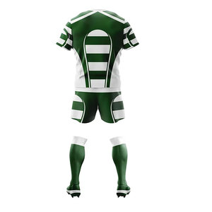 Ensemble de maillot de rugby rayé rouge et blanc pour homme, manches courtes, impression sublimée, évacuation de l'humidité, coupe ajustée, uniforme athlétique toutes saisons - Product Image 4