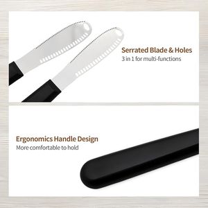 Ensemble de 4 couteaux à beurre en acier inoxydable avec poignée ergonomique et trous de distribution, comprenant un couteau à beurre à spirale et un couteau râpeur - Product Image 4