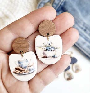 Classic Trendy 2024 Women's Resin <b>Earrings</b> Huggie Diamond Copper Wood Alloy Main Materials for Wedding Party Engagement - Product Image 3