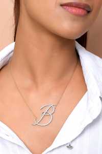 Initial Letter Round Diamond <b>Pendant</b> Necklaces Custom Alphabet Cable Chain Charms Everyday Wear Jewelry 10k 14k 18k <b>Solid</b> <b>Gold</b> - Product Image 4