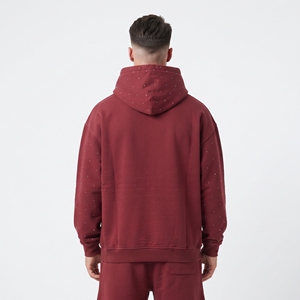 <b>Men's</b> <b>Sweatshirt</b> <b>Red</b> Cotton Shiny Sleeve Rhinestone Hoodie Custom Cotton Pullover Streetwear Fashion Winter <b>Sweatshirt</b> - Product Image 6
