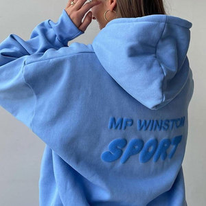 Sudadera Deportiva Extra Grande con Estampado de Letras en la Espalda, Unisex, de Forro Polar, Cuello Redondo, Manga Regular, Estilo Otoñal - Product Image 5