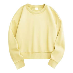 Sudaderas Cortas para Mujer, de Algodón, Manga Larga, Cuello Redondo, Suéter Holgado, Informal, Cómodo y Acogedor - Product Image 1