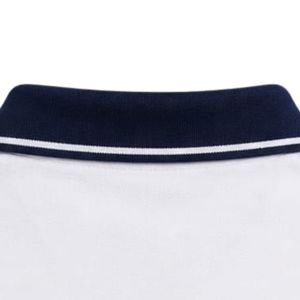 Camiseta Polo Personalizada Blanca y Azul Marino para Hombre, Manga Corta, Informal, para Golf, OEM, Marca Privada, Transpirable, Uniforme, Venta al Por Mayor - Product Image 3