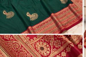 Suministro Directo de Fábrica, Sari de Seda Suave Kanjivaram con Borde Khadi, Diseño Exclusivo y Hermoso en Contraste, en Venta - Product Image 3