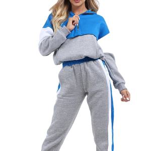 Fashion Women <b>String</b> Adjustable Crop Women <b>Hoodie</b> Sweatsuit Two Piece Set Casual Tracksuit Streetwear Jogger Women Sweatsuit set - Product Image 2