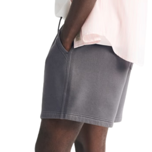 Mens Fleece Sweat Shorts Elastic Waist Drawstring Side Pockets <b>Back</b> <b>Patch</b> Pocket Relaxed Fit Wholesale OEM Manufacturer Supplier - Product Image 2