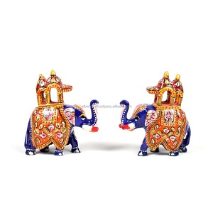 Figura de Elefante de Madera Pintada a Mano, Arte Popular, Decoración para el Hogar, Forma 3D - Product Image 1