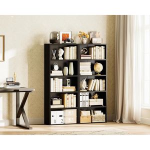 Estantería Abierta Negra de 5 Niveles y Librería con Estantes de Almacenamiento para Sala de Estar - Product Image 3