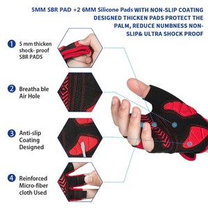 Breathable Summer Cycling Gloves Half <b>Finger</b> Padded Shockproof Road <b>Bike</b> For Men Women Lightweight Anti-slip Riding Gloves - Product Image 4