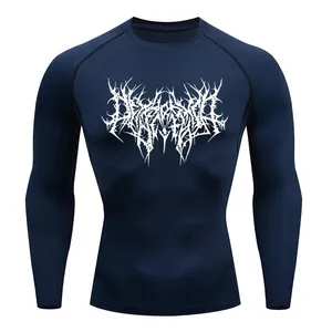 T-shirt imprimé à manches longues pour homme, haute densité, pour le sport, la gym, l'entraînement, vente en gros - Product Image 1