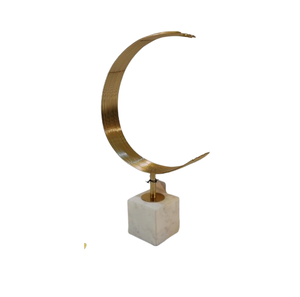 Escultura Decorativa de Metal de Diseño Moderno, Forma de Flor Redonda con Base de Mármol Dorado, Nuevo Adorno para Mesa - Product Image 5