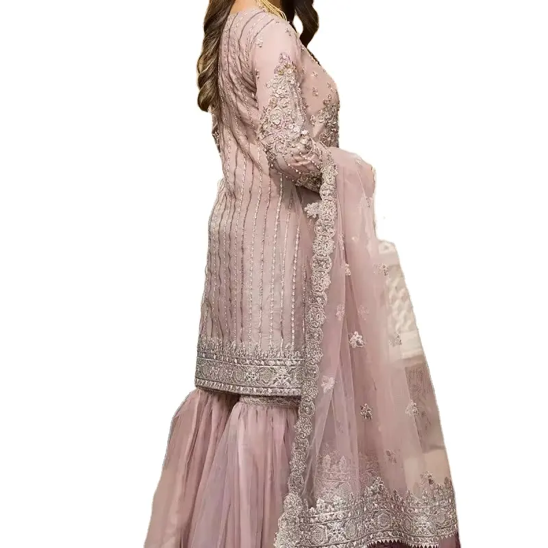Sommer 2024 Kollektion pakistanische und indische Kleider hochwertig bestickt Salwar Kameez und Rasen Kurti für Hochzeiten