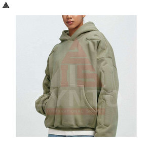 Sudaderas con capucha de gran venta, las más vendidas, con logotipo personalizado en relieve para hombre, de color liso, nuevas, básicas, de mezcla de algodón. - Product Image 3