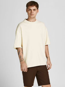 T-shirt en coton bleu clair pour homme, coupe classique, col rond, manches courtes, couleur unie, jersey décontracté - Product Image 4