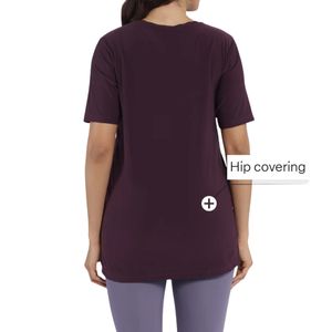 T-shirt ample pour femmes grandes tailles, doux, respirant, longueur tunique, vêtements décontractés, imprimé numérique, couleur personnalisée, nylon/coton - Product Image 2