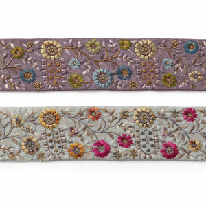 Dentelle florale brodée exquise avec des détails de travail au fil complexes, grande largeur, qualité supérieure, idéale pour les robes de mariée et les vêtements de luxe. - Product Image 1