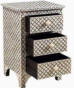Coffre de rangement en bois fait main avec incrustations en os, meuble décoratif pour la maison, organisateur avec motif mosaïque complexe - Product Image 1
