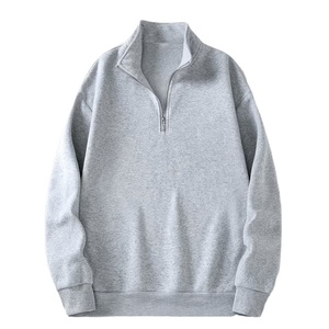 Men's Half Zip Streetwear Sweatshirt Oversized <b>Mock</b> <b>Neck</b> Plain Cotton Custom Logo Pullover <b>Top</b> - Product Image 1