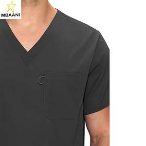 ชุดสครับสำหรับผู้ชาย - เสื้อสครับคอวีและกางเกงขายาวทรงตรงพร้อมกระเป๋า 11 ช่อง - Product Image 4