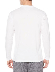 Camiseta de Manga Larga con Cuello en V para Hombre, 100% Algodón, Tejido Transpirable, Corte Regular, Color Blanco Sólido, Ropa Casual - Product Image 2