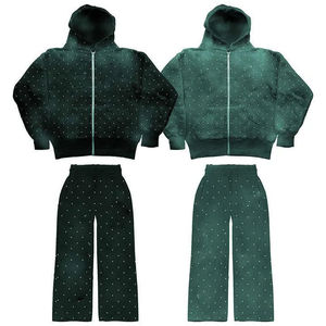 Survêtements OEM en gros de haute qualité avec strass et effet délavé, logo personnalisé, coupe oversize - Product Image 1