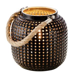 Iron <b>Lantern</b> With <b>Gold</b> Dot Pattern Solar Powered Flameless Home Decoration Ambient Lighting Outdoor Indoor Use - Product Image 3