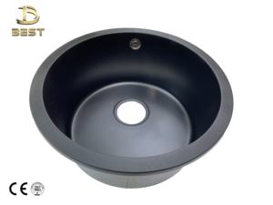 Évier de cuisine moderne à cuve unique noir, fabriqué au Vietnam, design contemporain, surface brossée, garantie 5 ans, en granit composite, avec drain et robinet - Product Image 4