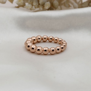 Wholesale 925 Sterling <b>Silver</b> Rose Gold Plated Ball Bead Stackable <b>Ring</b> Memoria Jewels - Product Image 2