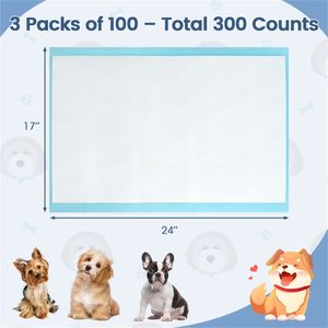 Almohadillas Desechables para Mascotas de 24 x 17 Pulgadas, Almohadillas de Absorción Rápida con Control de Olores para Gatos, Conejos y Perros en Tamaños XL, Xl y XS (300 Unidades) - Product Image 3