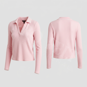 Camiseta Polo de Manga Larga con Cuello en V y Diseño de Logotipo Personalizado para Hombre, Tallas Grandes, Estilo Casual, Elegante y Moderno para la Playa - Product Image 4