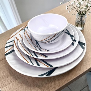 Vajilla Moderna de Melamina con Diseño de Líneas Asiáticas, Platos Hondos, Tazón para Arroz, Apta para Lavavajillas, No Tóxica, de Grado Alimenticio, para Fiestas - Product Image 4
