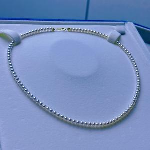 Collier de perles d'eau douce haut de gamme de 3 à 4 mm avec une aurora presque parfaite et une chaîne de queue Chopin sans défaut en argent S925 - Product Image 2