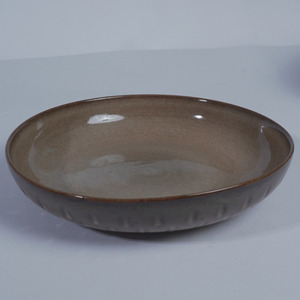 Tazón de Cerámica Color Caqui Mate, Plato Redondo Esmaltado para Servir, Plato de Porcelana con Borde Repujado para Hogar, Restaurante, Hotel - Product Image 4