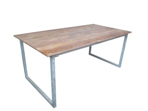 Industrial Outdoor Live Edge Teak Wood Dining Table with Metal Frame <b>Rectangular</b> Design for Patio Use Model TAB40 - Product Image 4