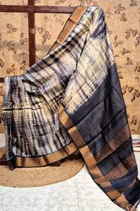 Sari de Seda Tussar Premium para Mujer |   Ropa Étnica Tradicional |   Sari de Diseño Ligero y Suave para Fiestas, Bodas y Festivales - Product Image 2